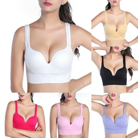 

harmtty Sexy Women Push Up Seamless Shockproof Sports Bra Stretch Workout Yoga Tank Top Purple S
