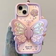 thumbnail image 2 of Purple Butterfly Phone Case Compatible with iPhone 12 Pro Max, Cute 3D Korea Dopamine Butterfly Case with Butterfly Wings Folding Stand Shockproof Silicone Soft Case, 2 of 12