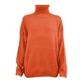 thumbnail image 3 of Skpblutn Women'S Sweaters Pullover Winter Fall Casual Comfortable Tops Off The Shoulder Solid Round Neckline Long Sleeve Plus Size Knit Sweater Orange Xl, 3 of 5