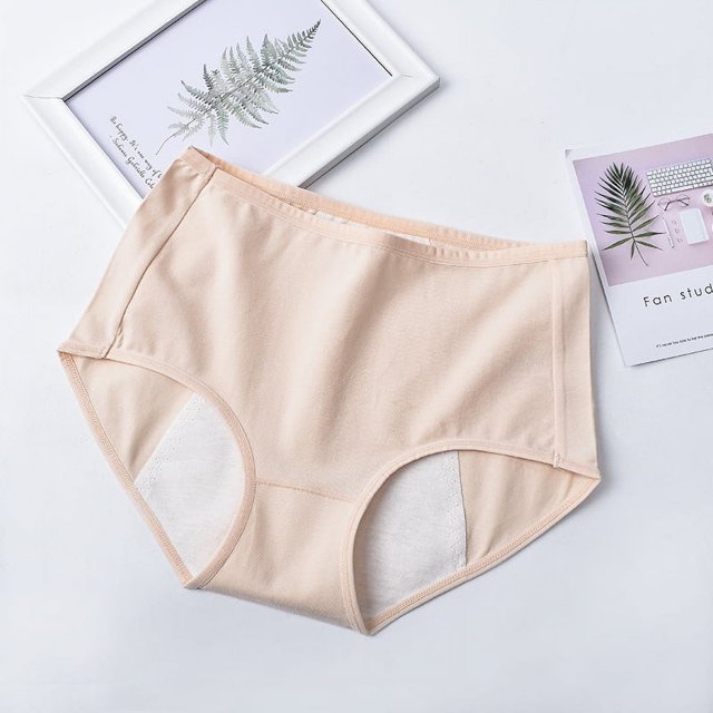 Ropa interior fisiológica de algodón transpirable de cintura media para mujer, pantalones sanitarios menstruales con entrepierna de algodón antifugas laterales