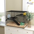 thumbnail image 2 of CHENZM Large Hamster Cage with Deep Tempered Glass Bottom, 3 Tiers Hamster Tank with Running Wheel, Hut, Water Bottle, Dish, Rat Cage for Syrian, Dwarf, Gerbils, Mouse, 30" x 19" x 21.5", Black, 2 of 17