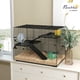 thumbnail image 2 of LLisha Large Hamster Cage with Deep Tempered Glass Bottom, 3 Tiers Hamster Tank with Running Wheel, Hut, Water Bottle, Dish, Rat Cage for Syrian, Dwarf, Gerbils, Mouse, 30" x 19" x 21.5", Black, 2 of 17