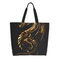 thumbnail image 1 of Fotbe Golden Dragon Tattoo Art Bolsa Tote Estética de Lona con Estampado para Mujer - Bolsa Reutilizable de Hombro Casual para Vacaciones, Compras, Trabajo y Gimnasio, 1 of 8