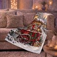 thumbnail image 6 of Vintage Red Beverage Cart in Snowy Village, Cozy Holiday Market Scene for Christmas Village Lovers, Warm Christmas Gift, Flannel Blanket for Living Room and Guest Room, Home Decor, 6 of 9