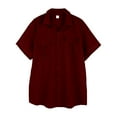 thumbnail image 2 of Chemise Décontractée Mode pour Hommes Chemise Boutonnée Couleur Unie Manches Courtes, 2 of 6