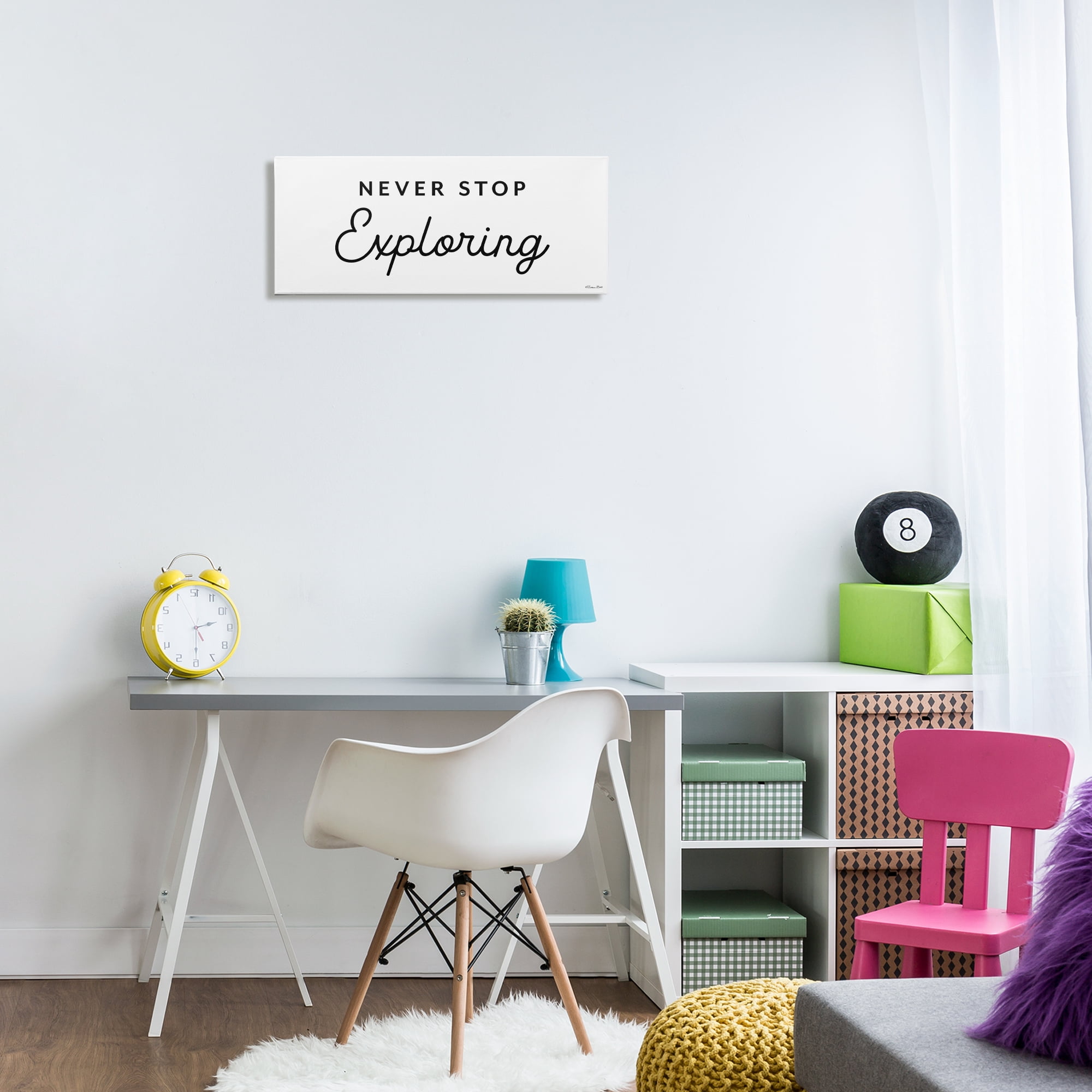 Stupell Industries Never Stop Exploring Typography Painting Gallery Wrapped Canvas Art Print Wall Art, 24 x 10