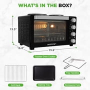 NutriChef 2-in-1 Convection Oven & Cooker, 30 Quart 1500W Multi-Function Oven with Dual Hot Plates, 7 Cooking Modes, Rotisserie, Broil & Bake, 19.6x16x13.5