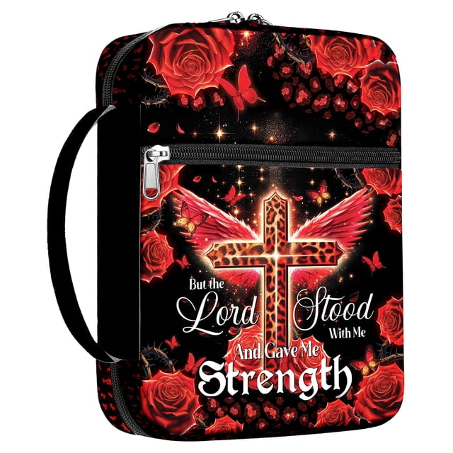 Funda con cierre con cremallera para Bible Cover MYSMOR Leopard Rose Flowers