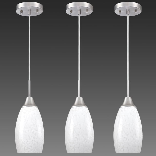 Lámpara colgante Viinew Miniglass, 12 cm, soplada a mano, color blanco leche, paquete de 3