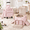 Pink, variant on Pink Rolling Makeup Case with Wheels, Double Layer Organizer for Makeup Artists