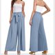 thumbnail image 4 of WILLBEST Pantalones Casuales para Mujer, Color Liso, Cintura Alta, Palazzo, Holgados, con Lazo y Bolsillos, Largos, para Uso Diario. Extra Grande, 4 of 4