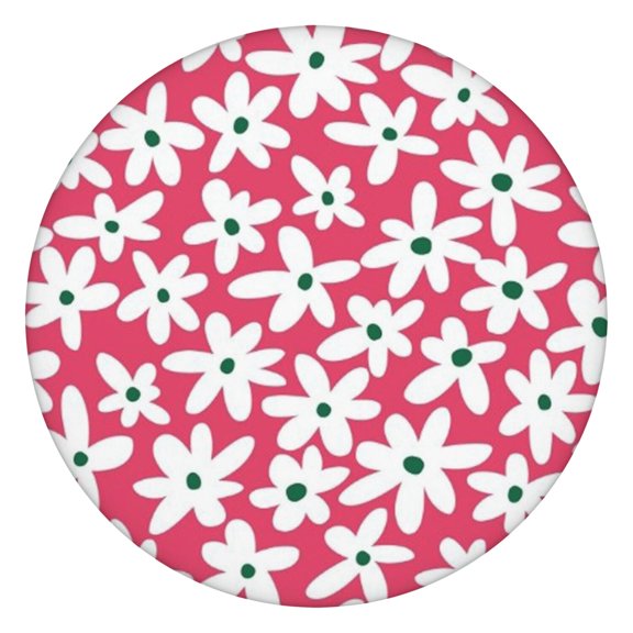 Red Daisy Flower Green Centers Pattern Round Fitted Tablecloth with Elastic Edge,Dining Table Cover Waterproof,Outdoor Round Tablecloth for Camping,Dining,Indoor and Outdoor