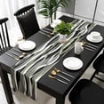 thumbnail image 3 of Sage Green Stripe Table Runner 120 Inches Long, Grey White Geometric Modern Abstract Kitchen Coffee Dining Table Decoration for Home Party Birthday Wedding Home Decor 13x120 Inches, 3 of 8