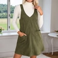 thumbnail image 2 of HXWCHs Robe Unie à Encolure Carrée Robe Chasuble Décontractée en Velours Côtelé Coupe Décontractée Salopette Style Denim avec Poches TG Vert, 2 of 5