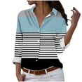 thumbnail image 1 of cfhntfmh Women's Button down Shirts Lounge Striped Print Long Sleeve Collared Blouses Fall Loose Work Tops, 1 of 3