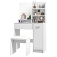 thumbnail image 1 of CoSoTower Vanity Set with Mirror and Stool, Makeup Vanity Table with Storage Drawer, Cabinet, Adjustable Shelf for Bedroom, White, 1 of 7