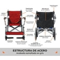 thumbnail image 4 of Silla de Ruedas de Traslado Ligera Plegable con Freno 4x4 rojo, 4 of 8