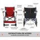 thumbnail image 4 of Silla de Ruedas de Traslado Ligera Plegable con Freno 4x4 rojo, 4 of 8