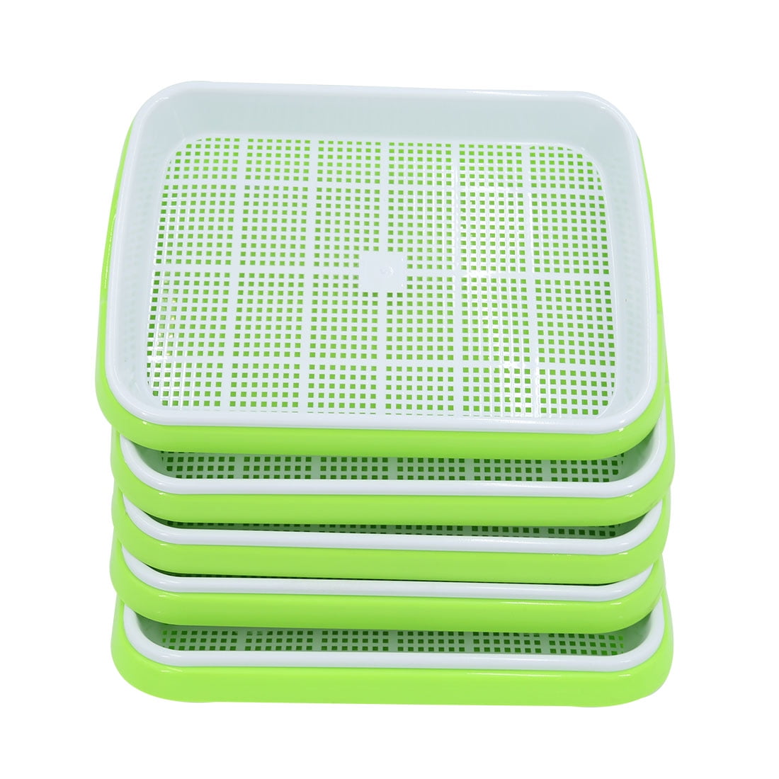 White TOBY 5Pcs Double-layer Seed Sprouter Tray Seeding Germination Tray Hydroponics Basket Green