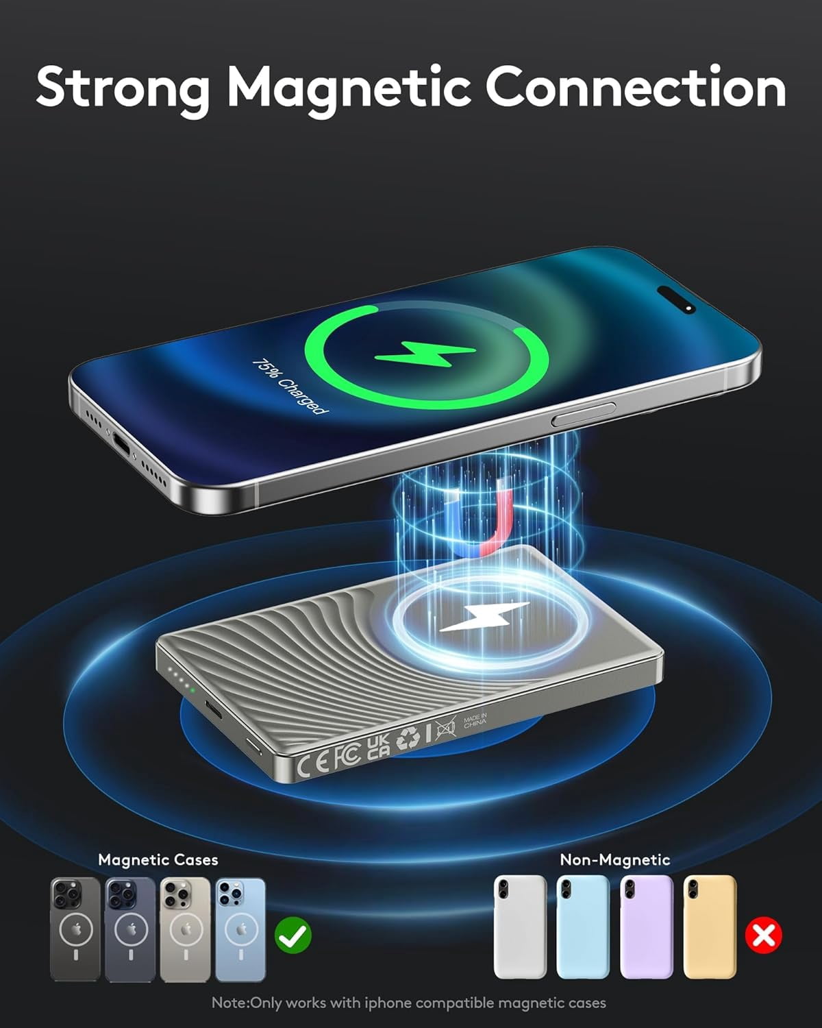 RGHJAR-for Magsafe Battery Pack, 10000mAh Slim Wireless Magnetic Power Bank with USB C Charging, Travel Essential for Magsafe Portable Charger Compatible with iPhone 17/16/15/14/13/12 Serie