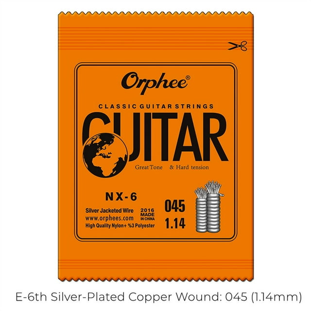 GLFILL Orphee Classical Guitar Strings Single String Silver Plated Wire Nylon 028-045 For Professional Guitar Artiest NX-6