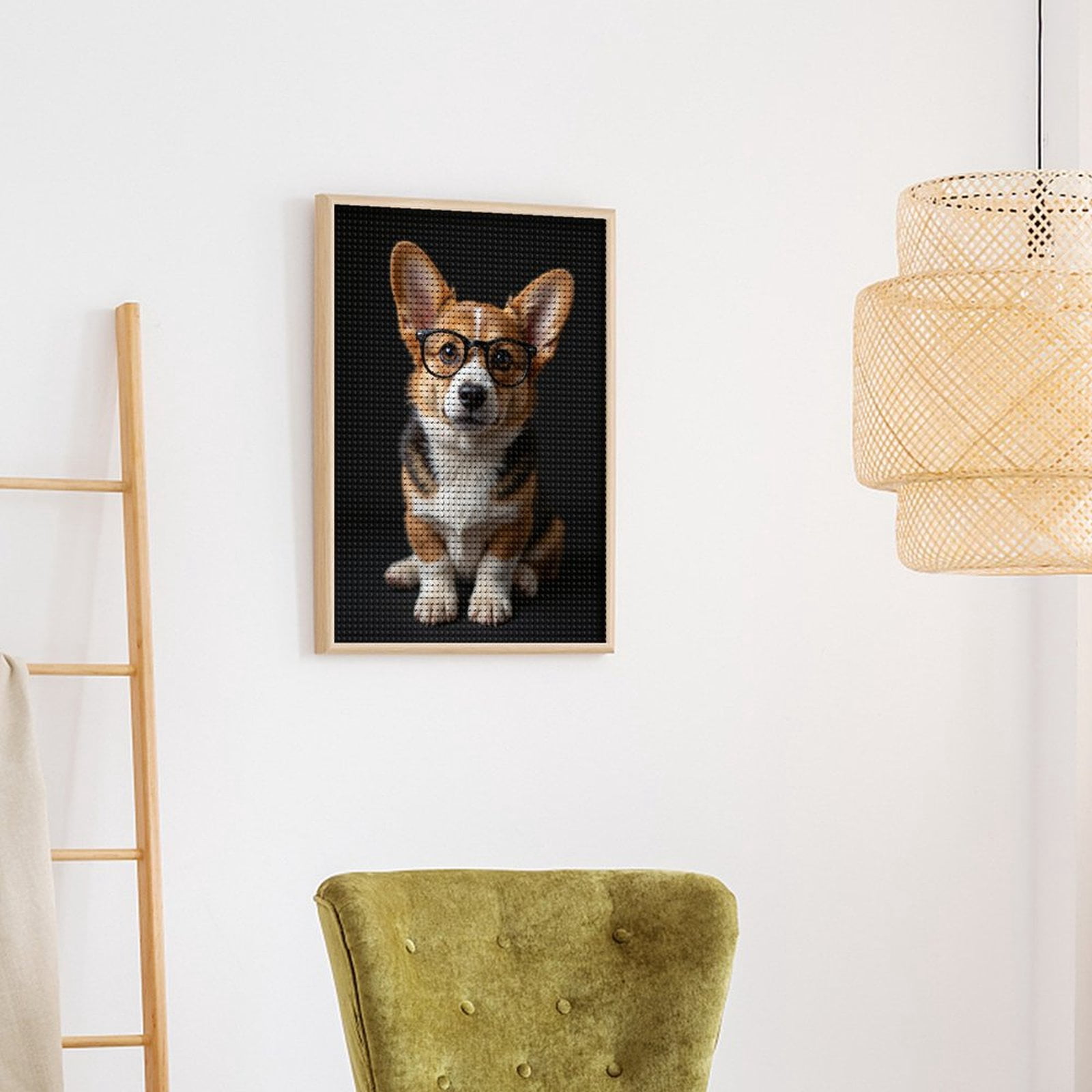 Diamond Art Kits for Adults, Dog Glasses Cute Corgi Portrait 5D Diamond Painting Kits for Adults Beginners, DIY Full Drill Diamond Painting, Gem Art and Crafts 12x16