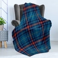 thumbnail image 4 of Checkered Soft Flannel Fleece Blanket, Cultural Pattern with Thin Lines Irish Traditional Design in Blue Colors, Cozy Plush for Indoor and Outdoor Use, 60" x 80", Blue Navy Blue Red, by Ambesonne, 4 of 5