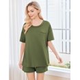 thumbnail image 2 of Ekouaer Women's 2 Piece Pajama Sets Short Sleeve Lounge Sets Soft Round Neck Top and Shorts Sleepwear, 2 of 5
