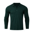 thumbnail image 4 of Rggeeun Mens Polo Shirts Male Fashion Solid Color Casual Stand Collar Stretch Vertical Long Sleeve Shirt Tops Classic, 4 of 5