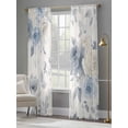 thumbnail image 5 of Blue White Floral Semi Sheer Curtains 96 Inch Length 2 Panels Set, Botanical Garden Flowers Leaves Sheer Kitchen Curtain Privacy Voile Window Curtain for Living Room Bedroom Rod Pocket Drapes, 5 of 7