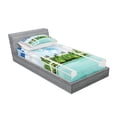 thumbnail image 2 of Ambesonne Tropical Fitted Sheet & Pillow Sham Set, Exotic Forest near Ocean, Twin, Aqua Green and Blue, 2 of 2