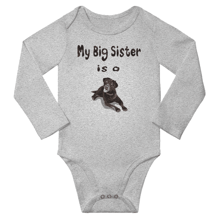 

My Big Sister is a Labrador Retriever Dog Funny Baby Long Sleeve Bodysuits Short Sleeve (Gray 0-6M)