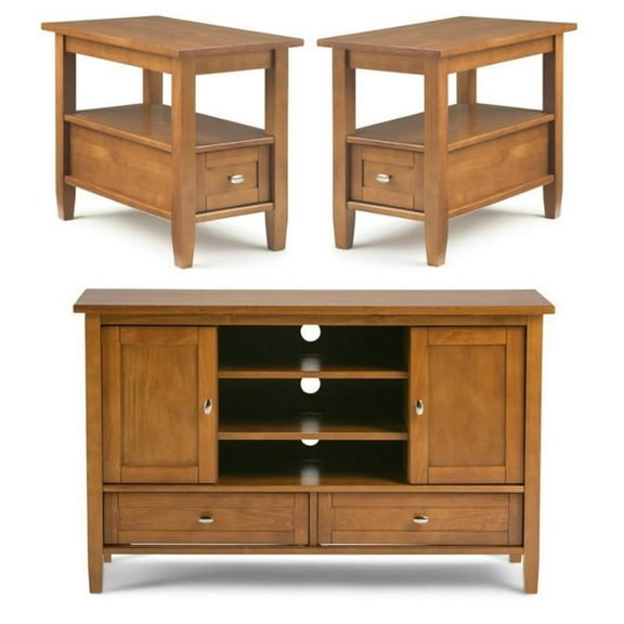Home Square 3-Piece Set with 47" TV Media Stand up to 50" & 2 14" Side Table