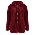 thumbnail image 3 of OKBOP Sweater for Women,Women Fashion Button Plush Tops Hooded Loose Cardigan Wool Winter Coat Winter Jacket, 3 of 4