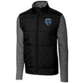 thumbnail image 2 of Men's-Cutter & Buck  Black Sporting Kansas City Stealth Hybrid Quilted Full-Zip Windbreaker Jacket, 2 of 3