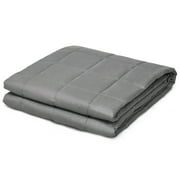 Costway 15 lbs Weighted Blankets Queen/King Size 100% Cotton w/ Glass Beads Dark Grey