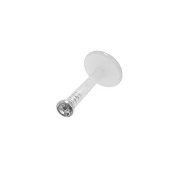 Flexible Sans Fil Push-In 16G Labret Monroe Lèvres Bijoux avec Gem Clair