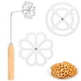 thumbnail image 1 of Vensio Aluminum Alloy Rosette Maker Set with 10-Inch Handle 2 Interchangeable Heads for Crispy Flower Waffles Silver, 1 of 9
