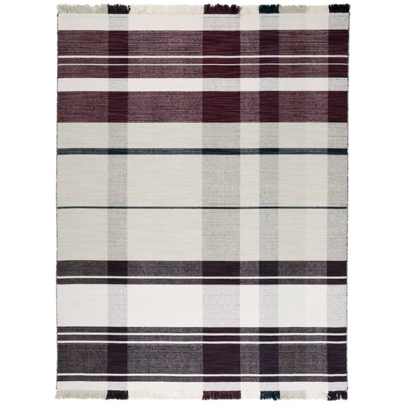 SAFAVIEH Striped Kilim Terence Striped Area Rug, Ivory/Grey, 9' x 12'