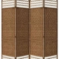 thumbnail image 4 of Benjara BM101162 Wood & Paper Straw 4 Panel Screen with Nailhead Trim - Brown, 4 of 5