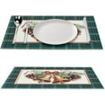 thumbnail image 3 of Christmas Placemats Set of 4, 12x18 Inch Green Buffalo Plaid Winter Xmas Pine Leaves Cones Bell Ring Retro Farmhouse Seasonal Heat Resistant Table Mats for Dining Kitchen Birthday Party Holiday Decor, 3 of 6
