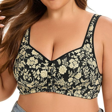 Lisbinx Nursing Bras Women Leopard-Print Front Buckles Underwear No Steel Close Bra Deals of the Day