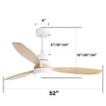 thumbnail image 6 of Sofucor 52" Modern White Ceiling Fan with LED Light and Remote Control, 6 of 11