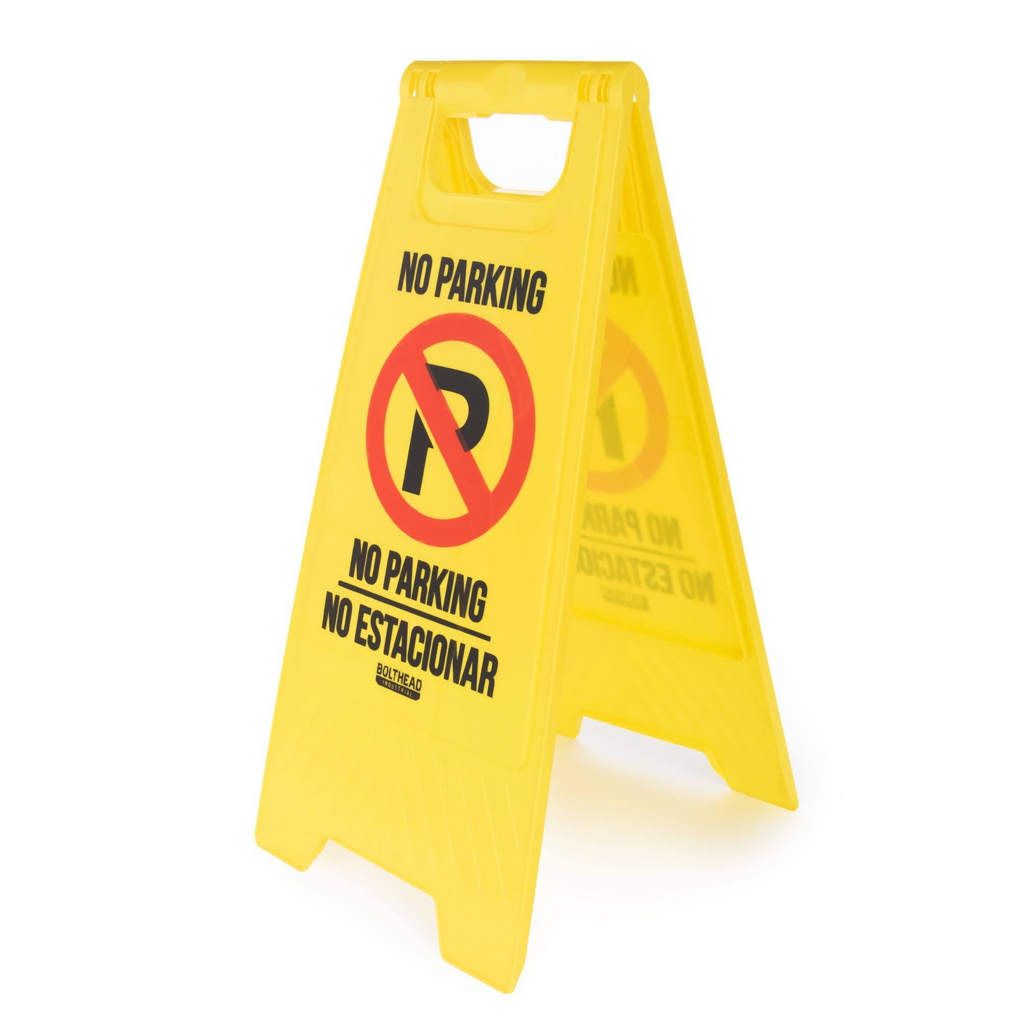 No Parking Sign Visible Yellow Sign With English Spanish Message no-parking-sign-visible-yellow-sign-with-english-spanish-message