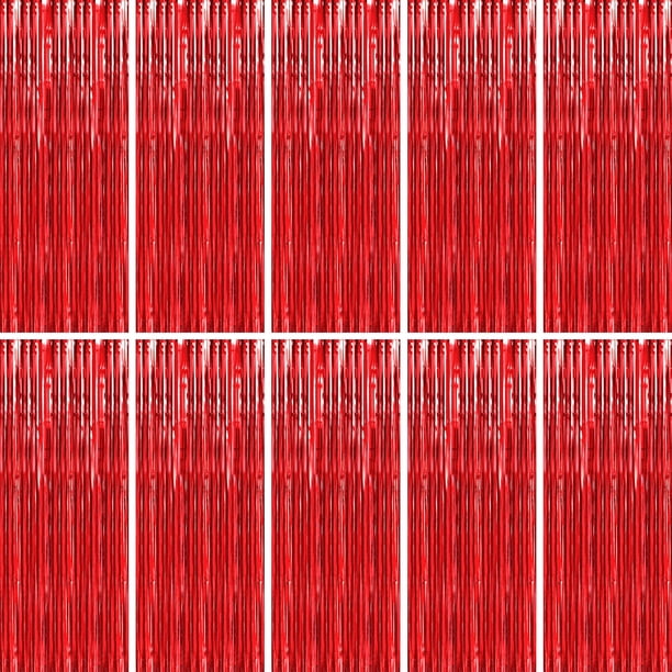 Cortina BTSD-Home, paquete de 10 unidades, con flecos de lámina roja, 244 x 91 cm