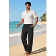 thumbnail image 3 of COOFANDY Men's Cotton Linen Pants Elastic Waist Drawstring Summer Beach Trousers Casual Yoga Pant, 3 of 6