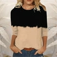 thumbnail image 2 of BUIgtTklOP Women's Printed T-shirt Mid-length 3/4 Sleeves Blouse Round Neck Casual Tops, 2 of 3