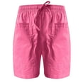 thumbnail image 3 of Abcnature Plus Size Shorts, Womens Athletic Shorts, Women Loose Wide Leg High Waist Straight Casual Cotton Linen Shorts, Comfy Beach Shorts, Yoga Pants, Cycling Sport Shorts Hot Pink L, 3 of 4