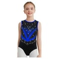 thumbnail image 4 of Sholeno Kids Girls Sparkly Gymnastics Leotard Sleeveless Crisscross Back Ballet Dance Bodysuit Shiny Activewear Blue 8, 4 of 6