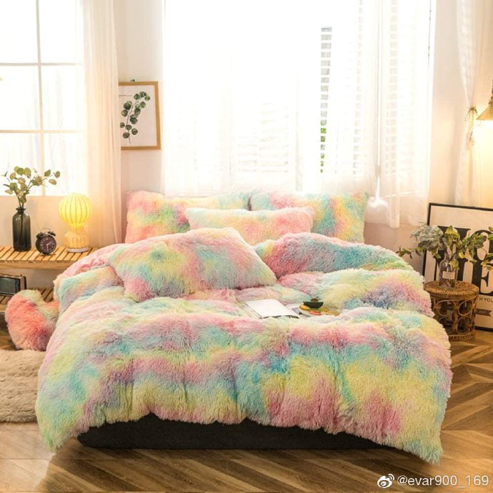 Rainbow Plush Gy Duvet Cover Set, How To Tie A Comforter In Duvet Cover